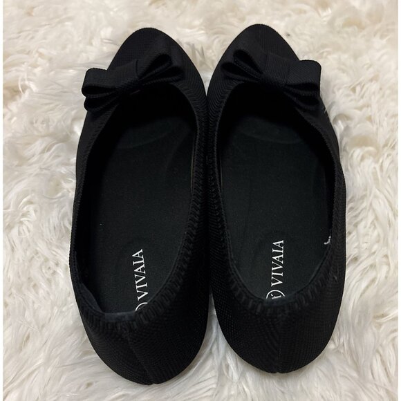 Vivaia Women's Pointed Toe Bow Tie Flats in Black Size 9.5 Preppy - Picture 3 of 8